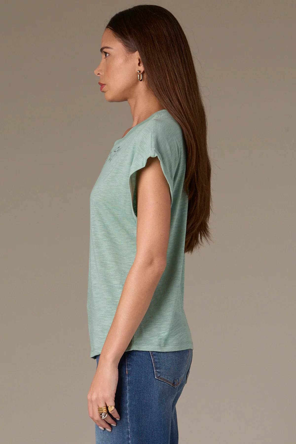 Cap Sleeve Scoop Neck Knit Top with Die Cut Embroidery - Image 19