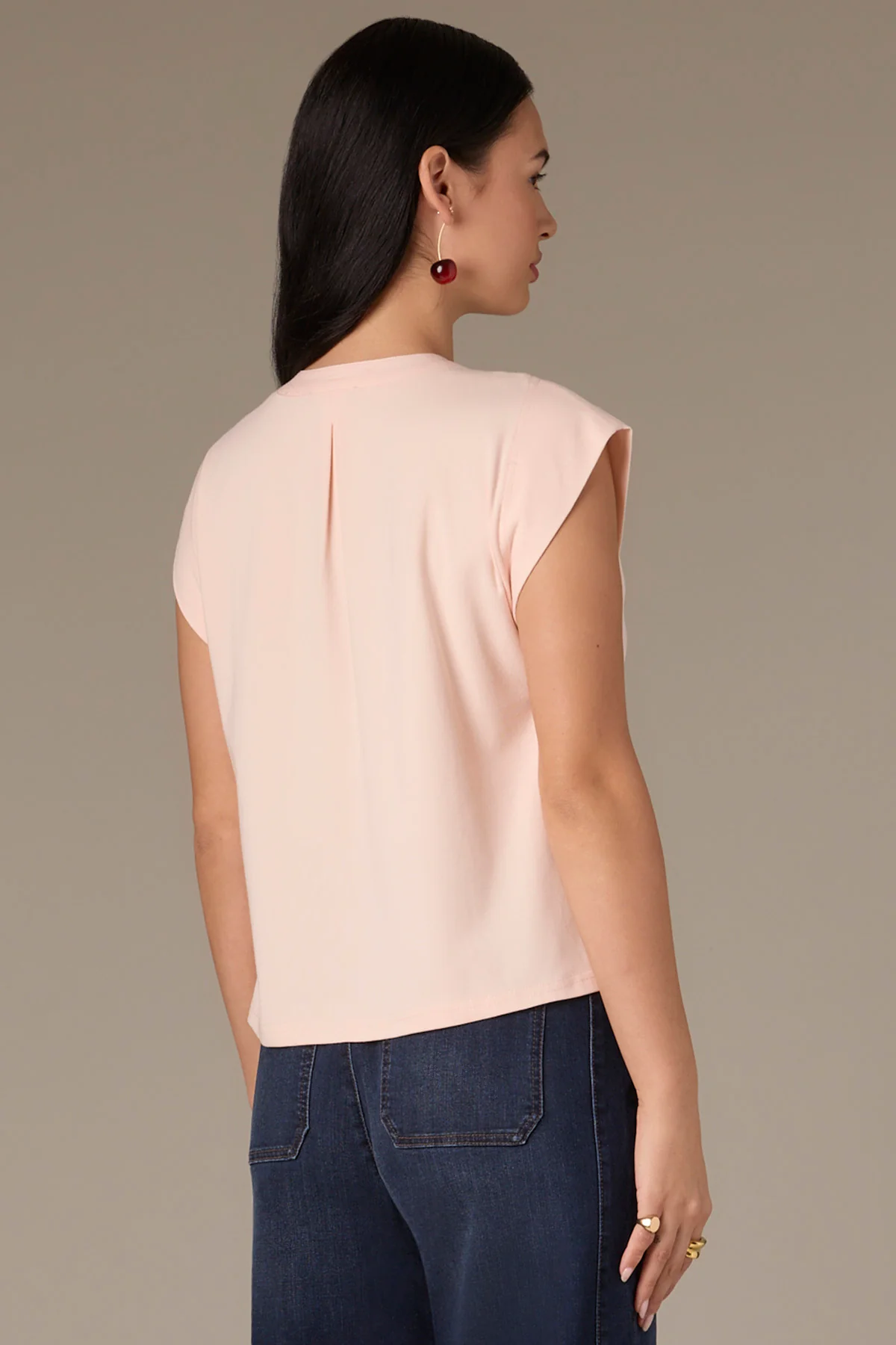 Extended Shoulder Stand Collar Button Down Woven Top - Image 20