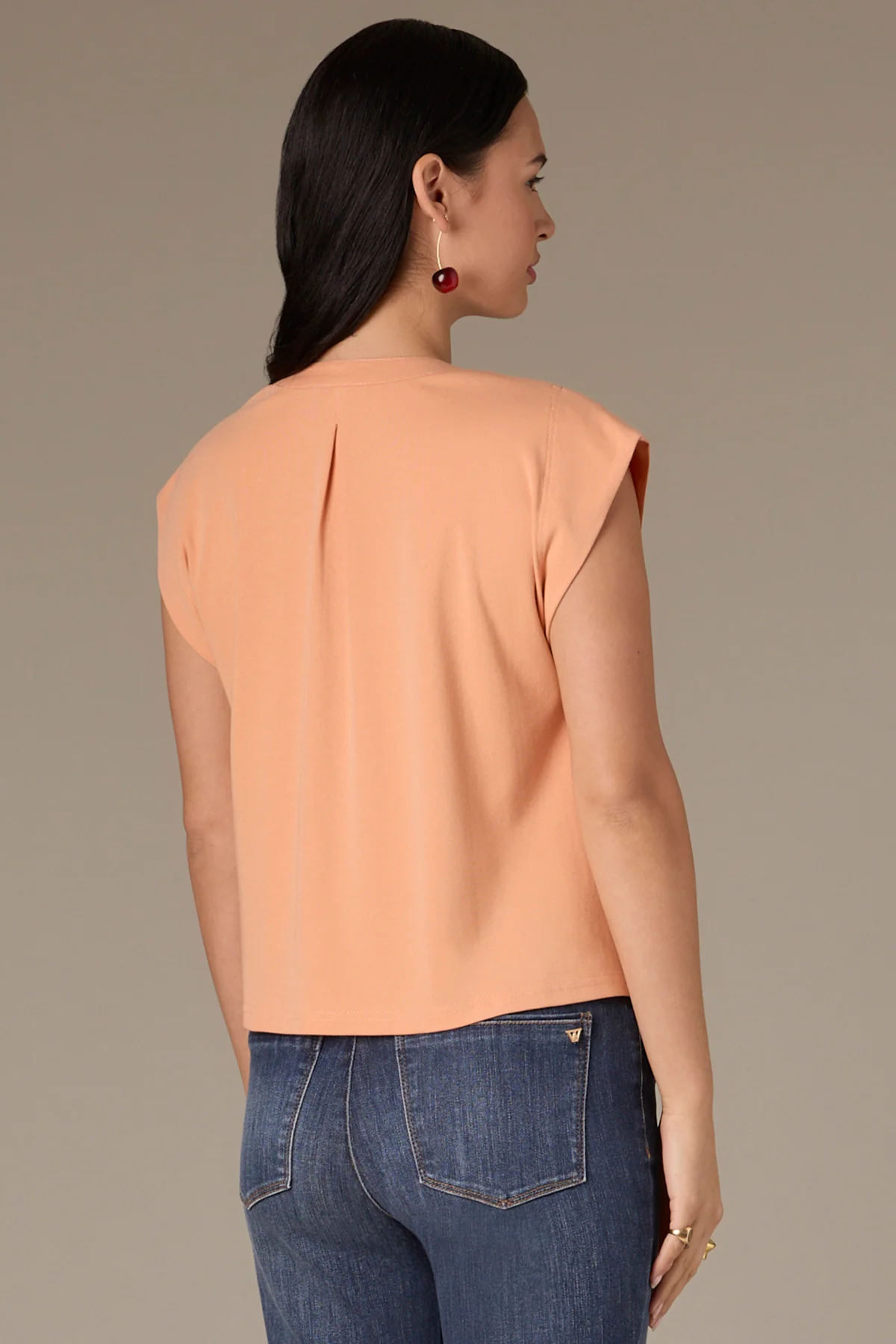 Extended Shoulder Stand Collar Button Down Woven Top - Image 34
