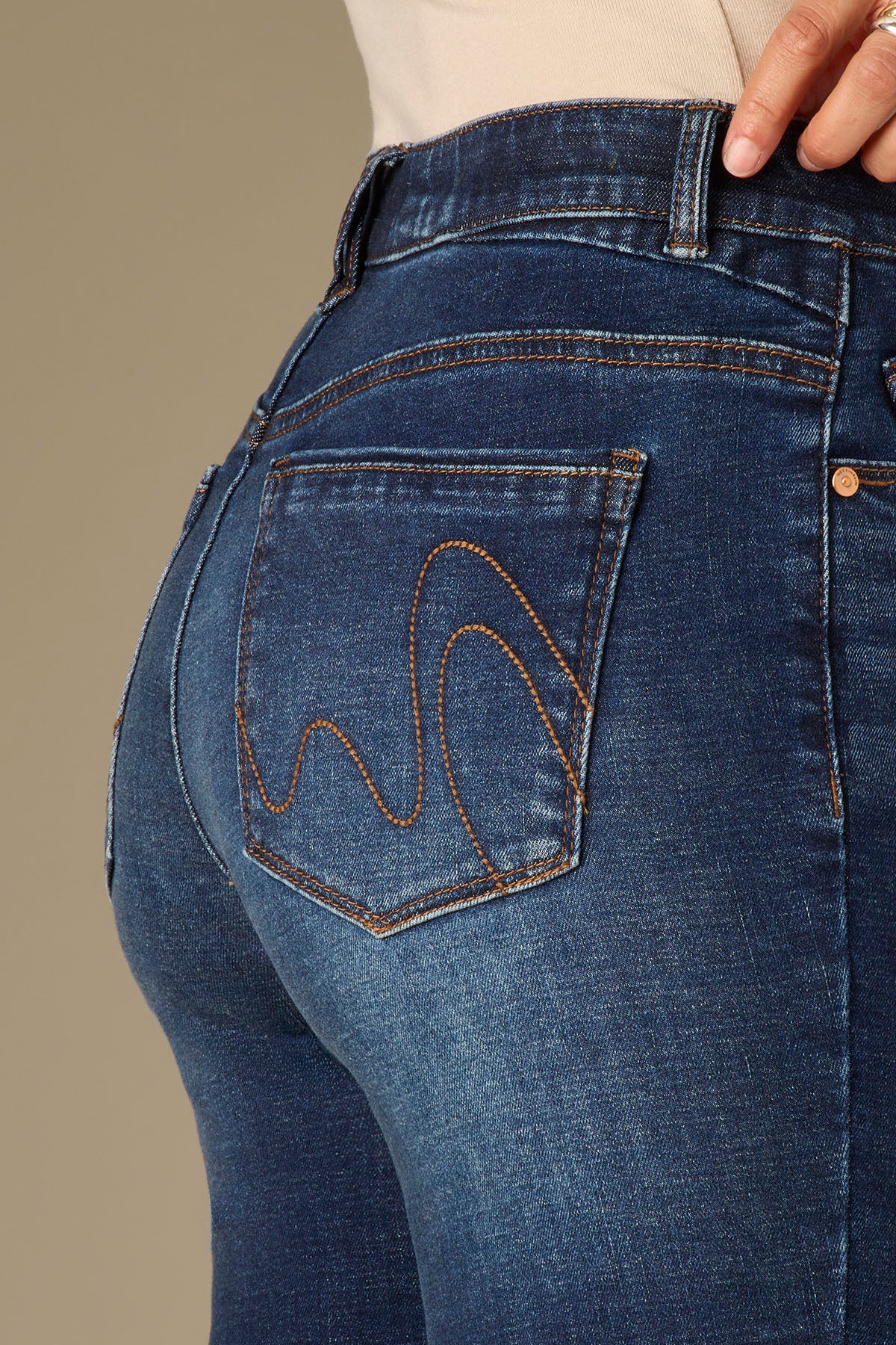 High Rise Abstract Embroidered Logan Vintage Skinnny Jeans - Image 4