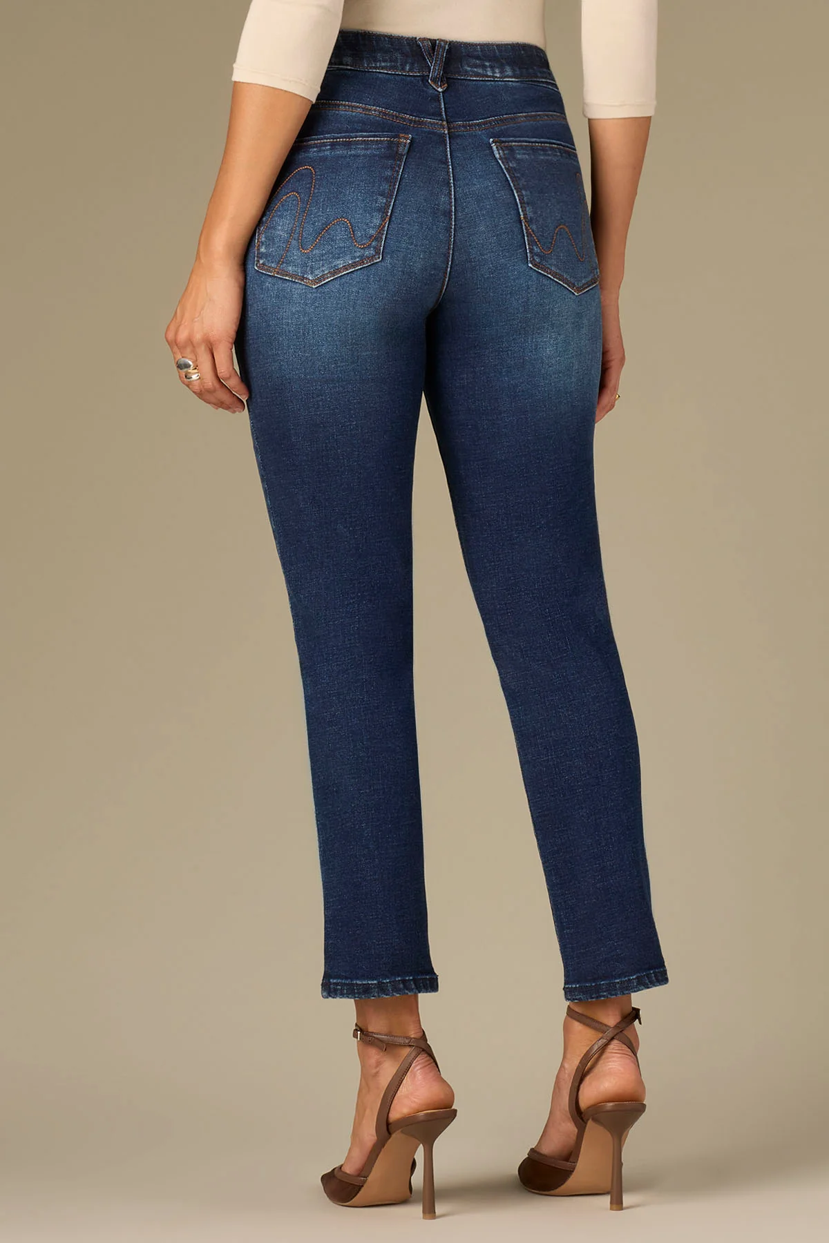 High Rise Abstract Embroidered Petite Logan Vintage Skinny Jeans - Image 3