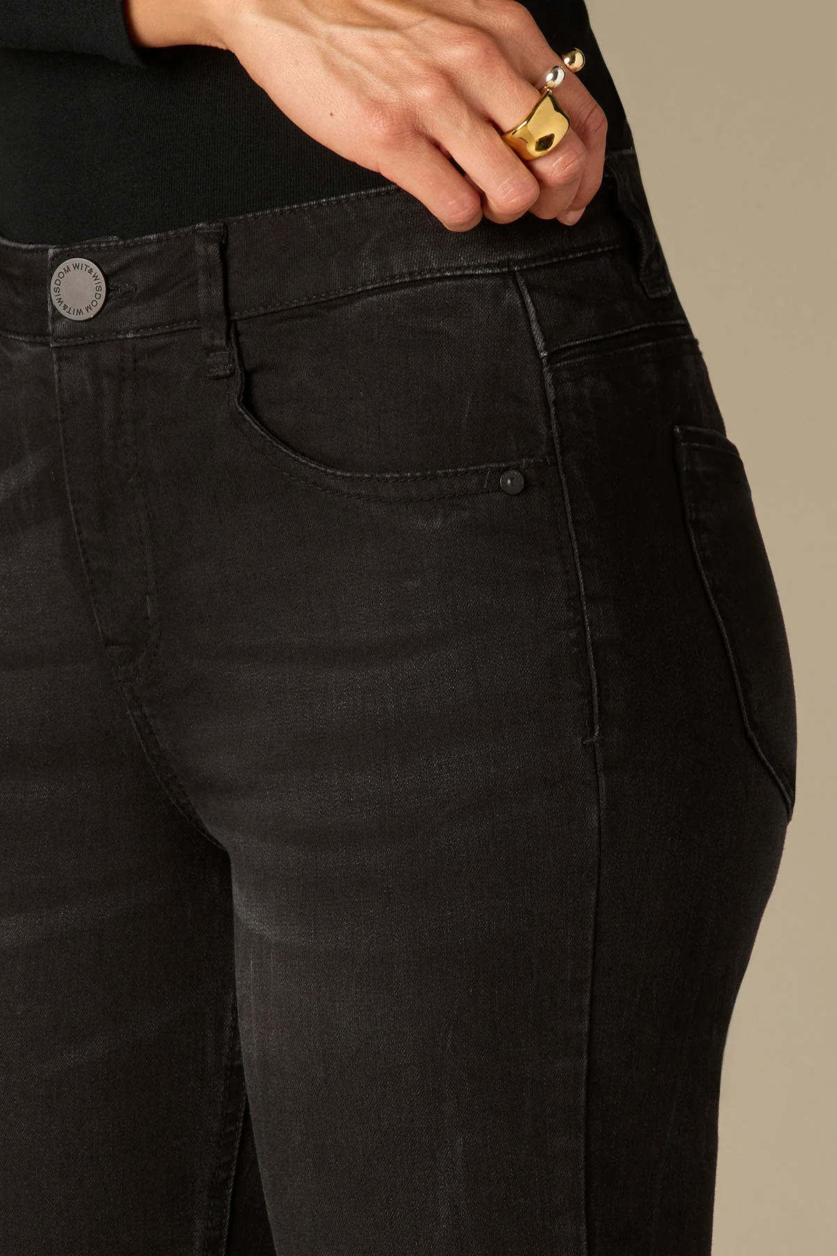 High Rise Madison Bootcut Plus Size Jean with Grinded Hem - Image 4