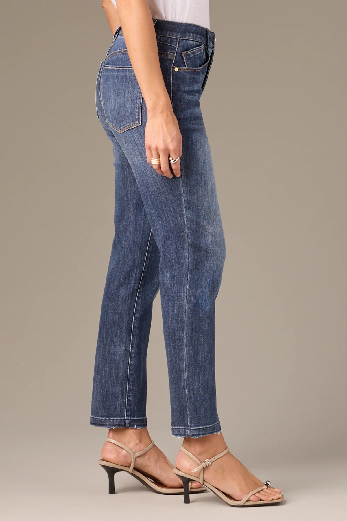 Logan High Rise Distressed Hem Vintage Skinny Jeans - Image 3