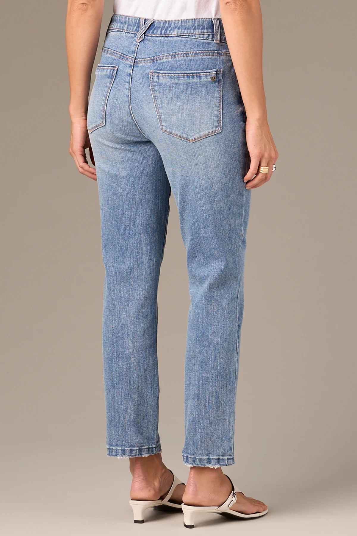 Logan High Rise Vintage Skinny Jeans with Distressed Hem - Image 3