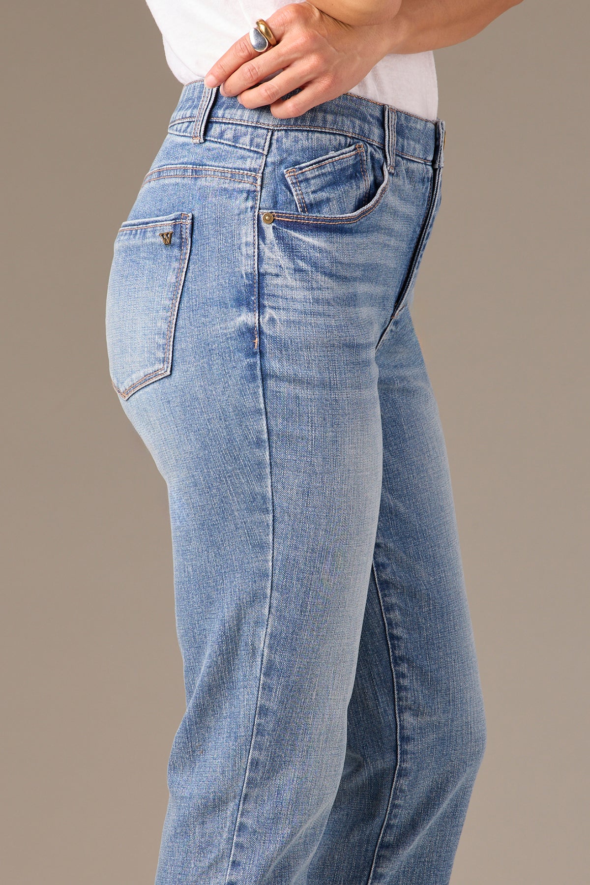 Logan High Rise Vintage Skinny Jeans with Distressed Hem - Image 4