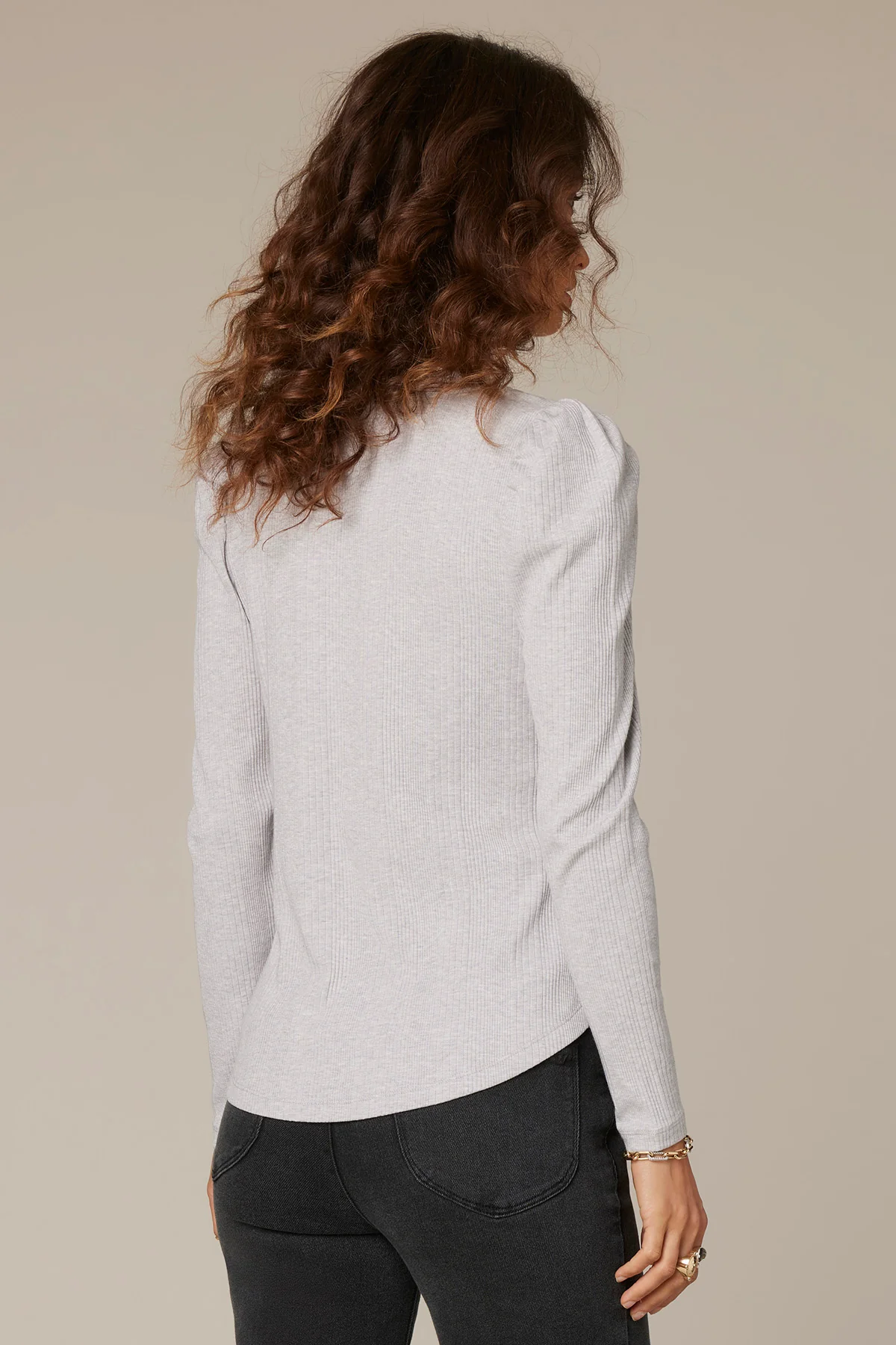Long Puff Sleeve V-Neck Knit Top - Image 12
