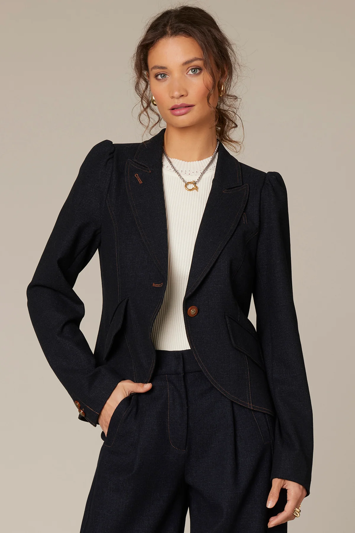 Long Sleeve Single Button Blazer - Image 5