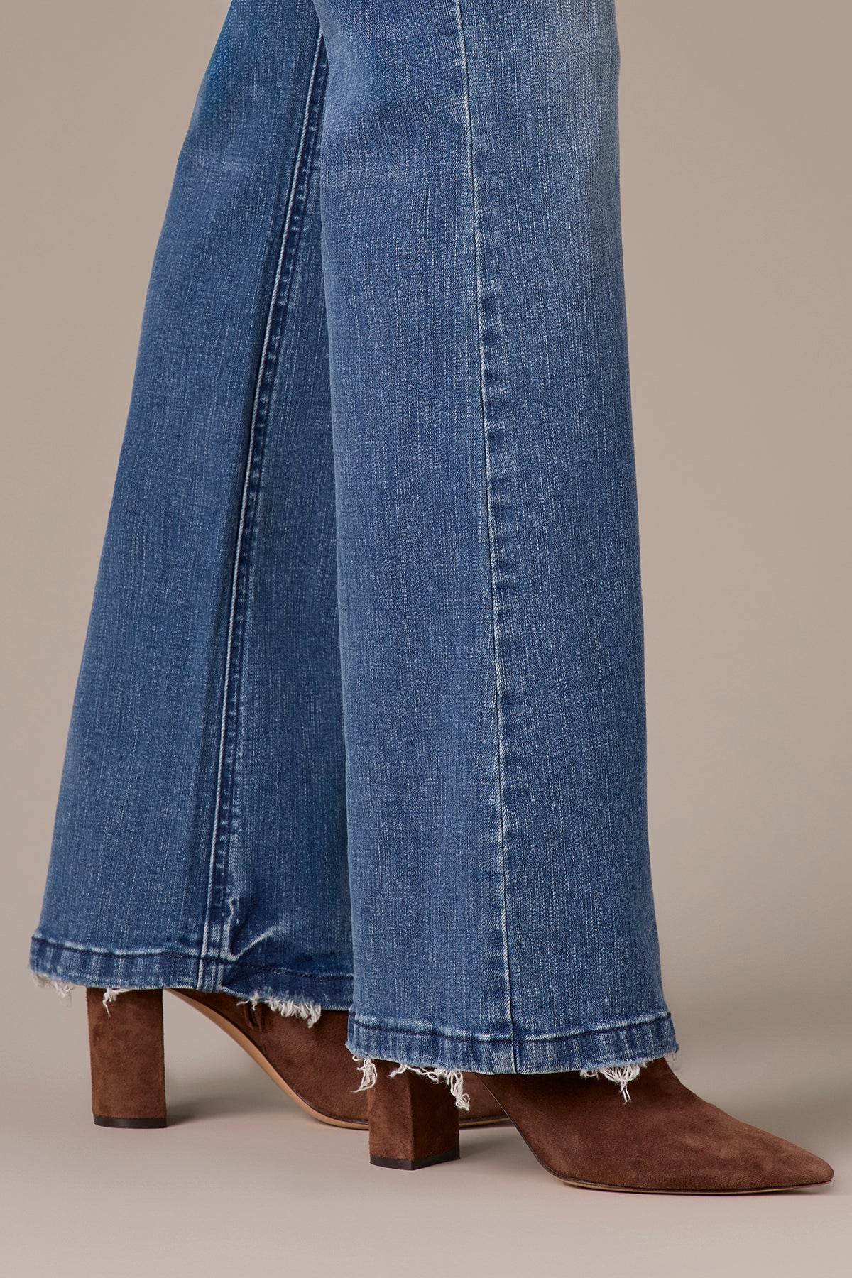 Madison High Rise Bootcut Jeans with Grinded Hem and Strings - Image 4