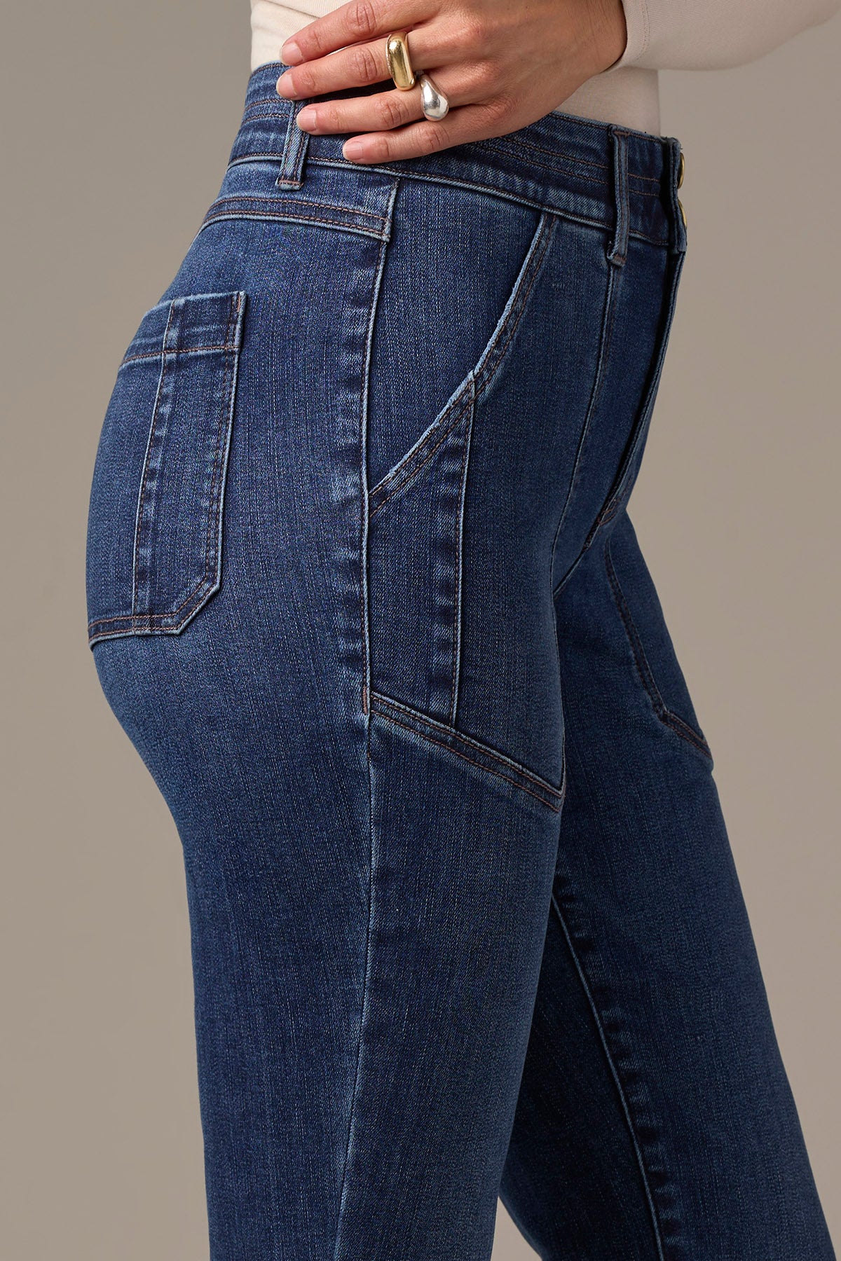 Madison High Rise Utility Pocket Bootcut Petite Jeans - Image 6