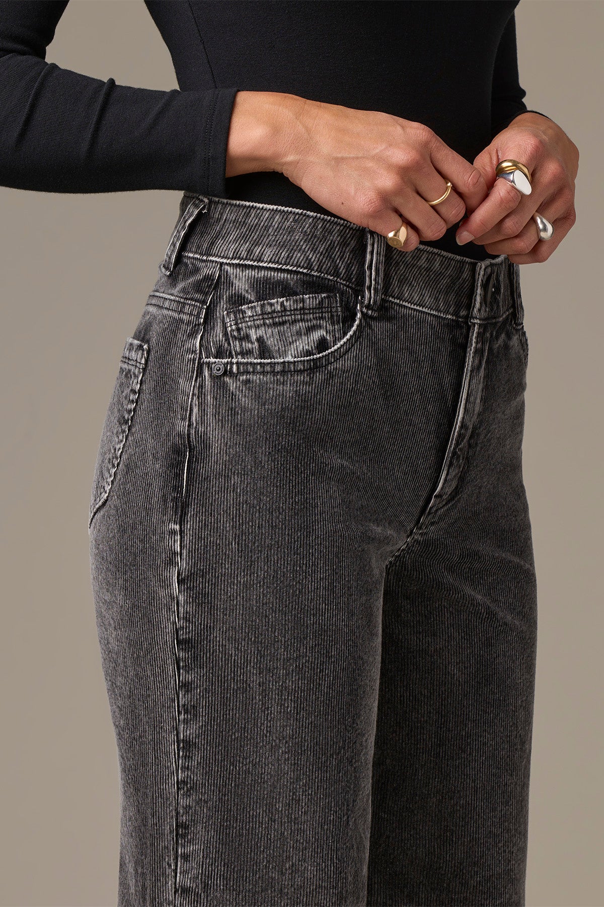 Sam High Rise Wide Leg Pants in Washed Grey - Image 4