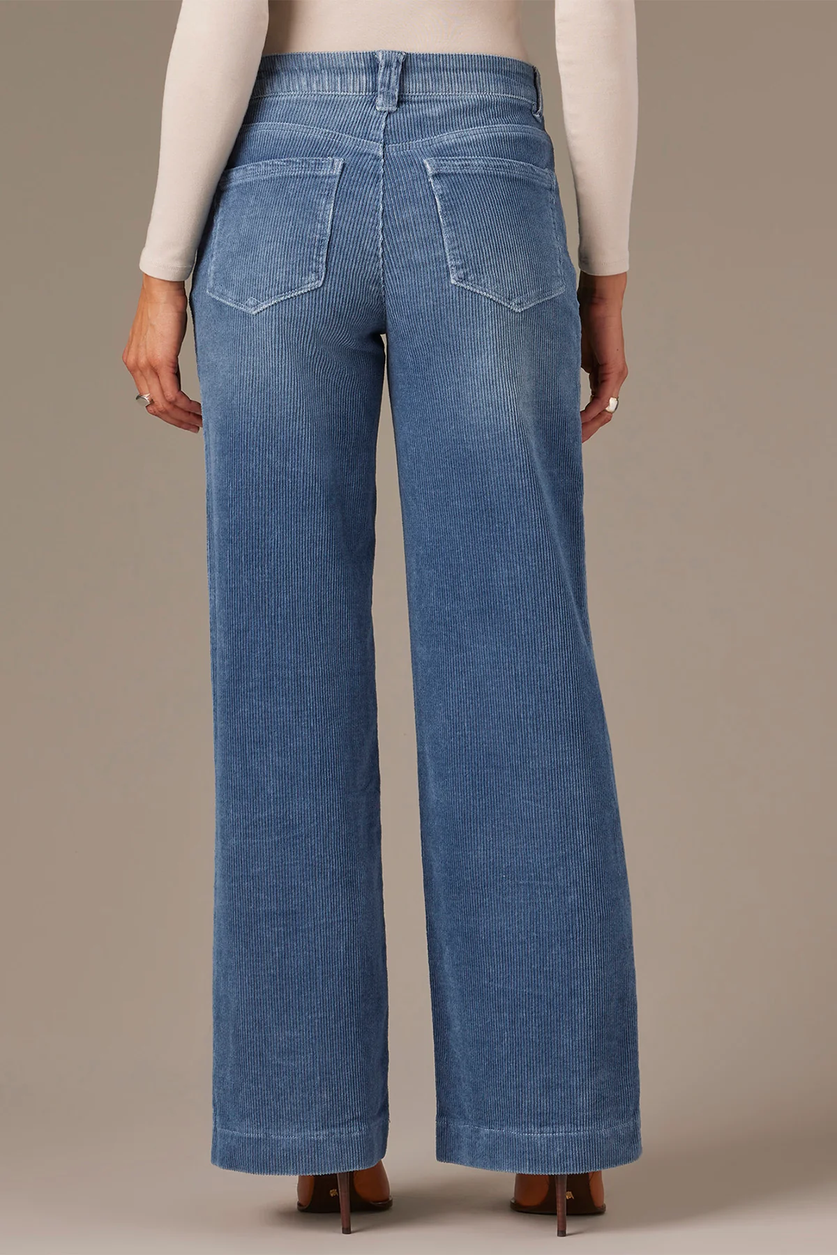 Sam High Rise Wide Leg Pants in Washed Mid Blue - Image 3