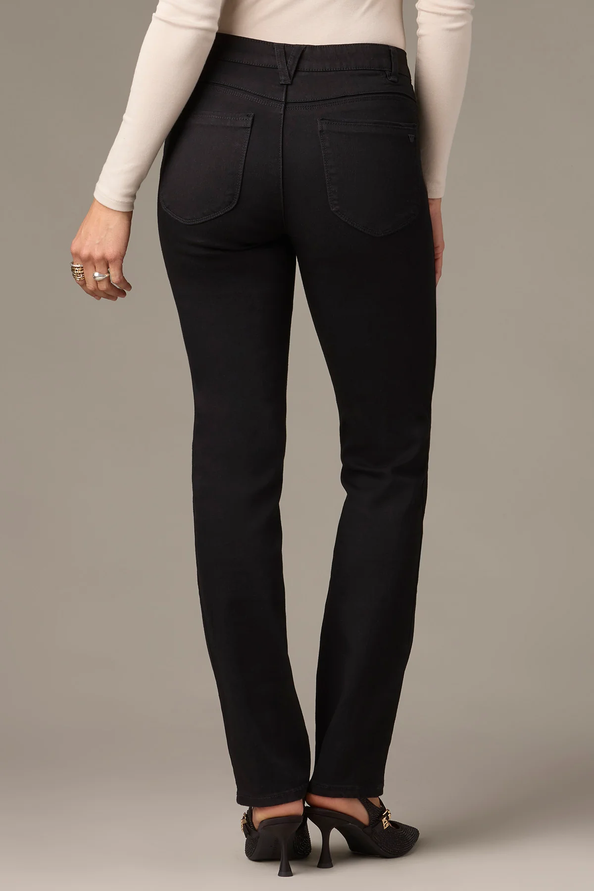 Sawyer Mid-Rise Straight Leg Petite Jeans in Black - Image 3