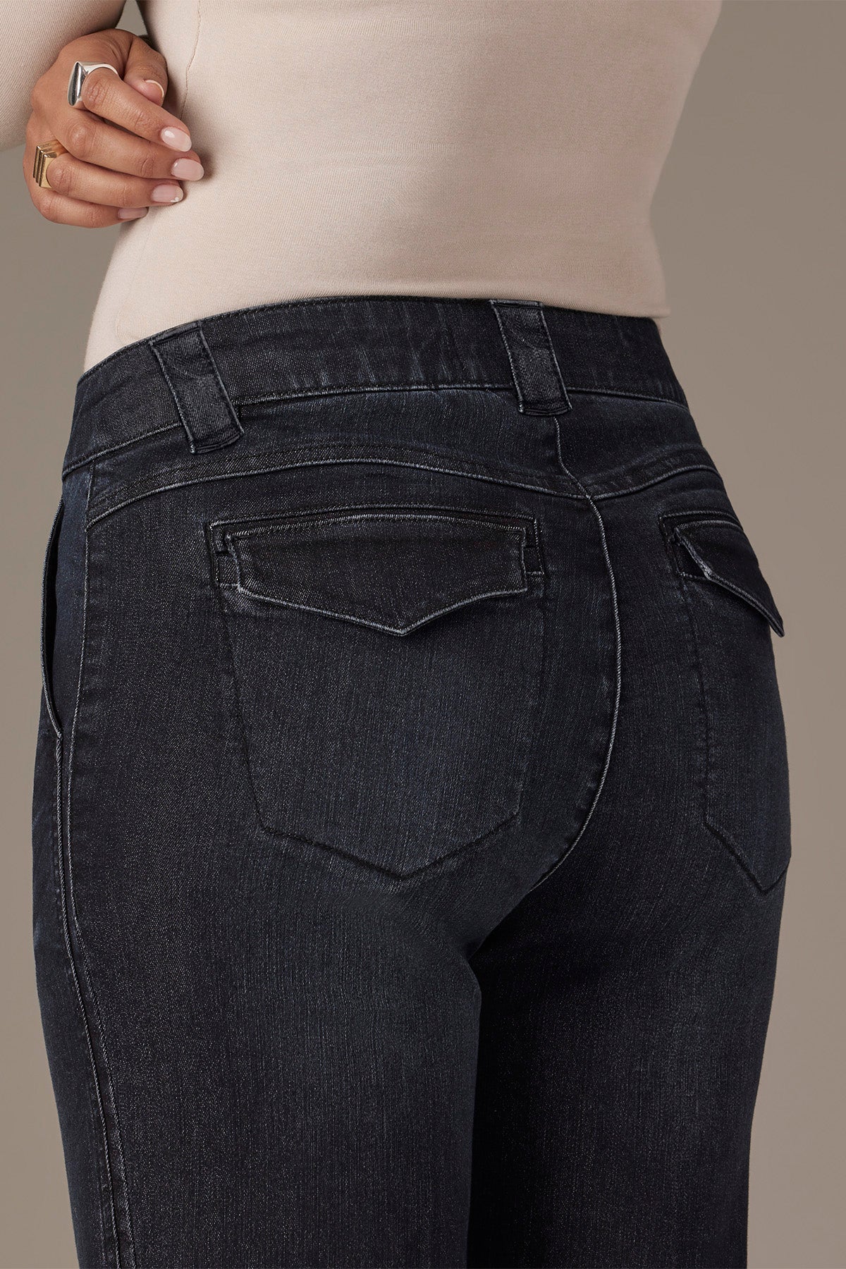 Skyrise Double Side Seam Trouser Detail Bootcut Petite Jeans - Image 4