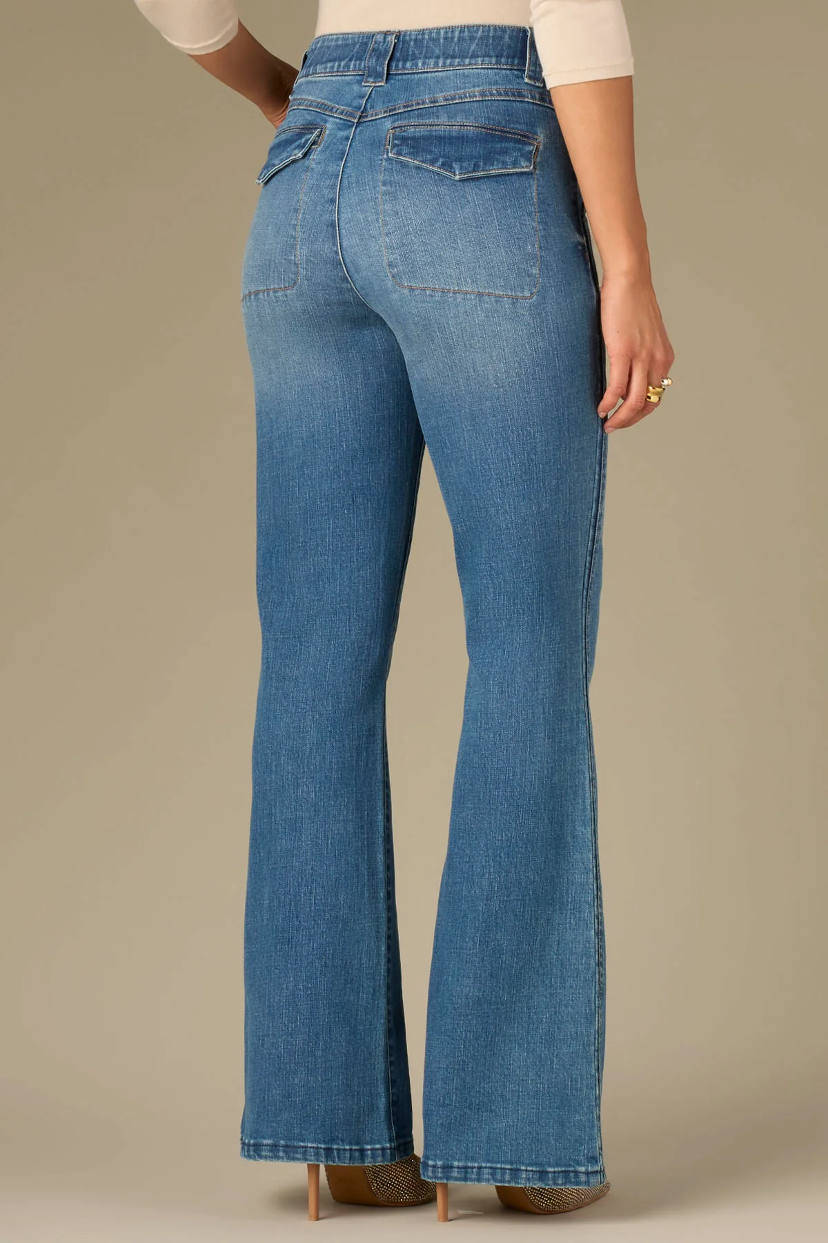 Skyrise Trouser Detail Bootcut Jeans with Double Side Seam - Image 3