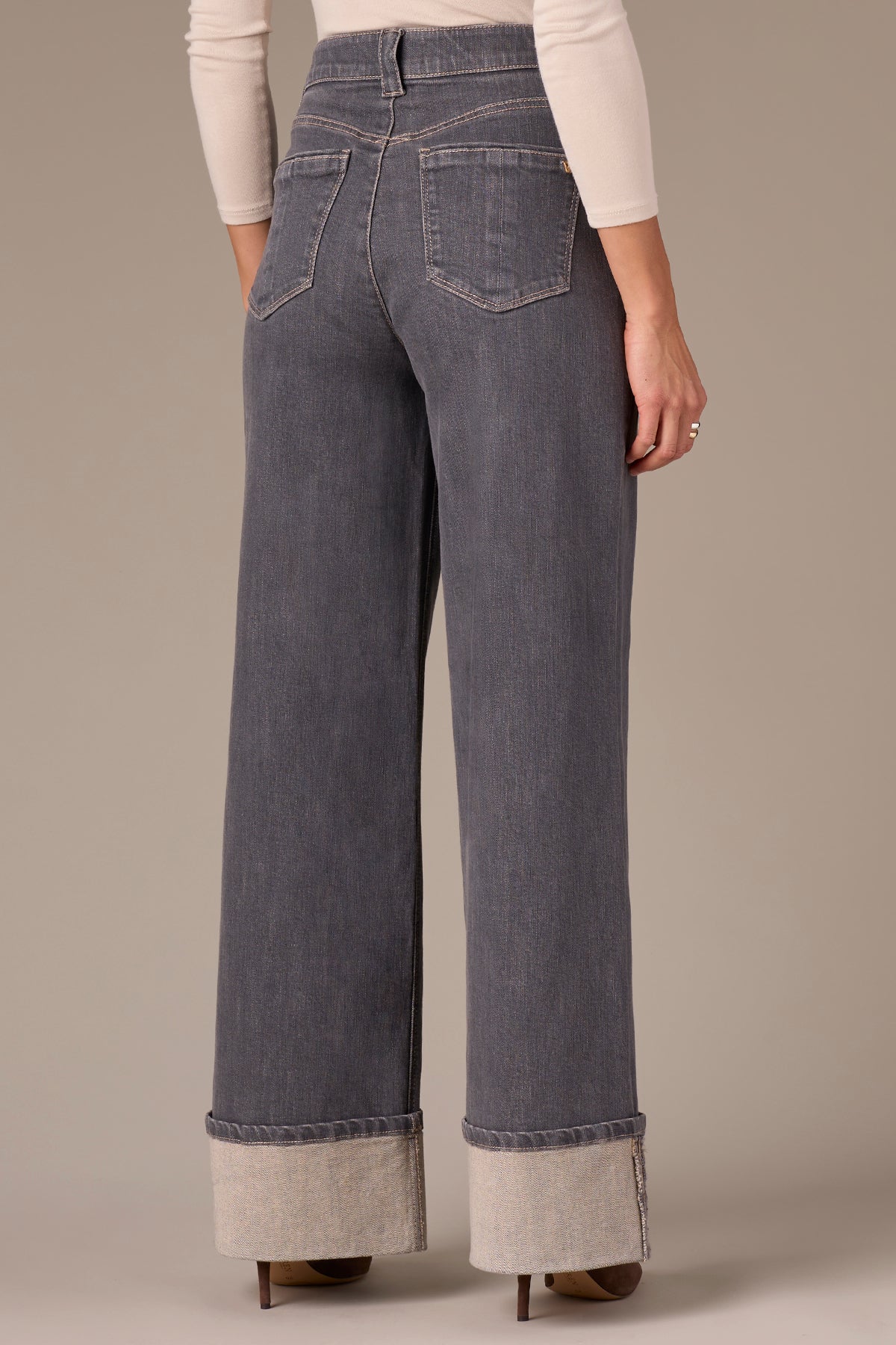 Skyrise Wide Leg Jeans with Wide Fixed Cuff - Image 4