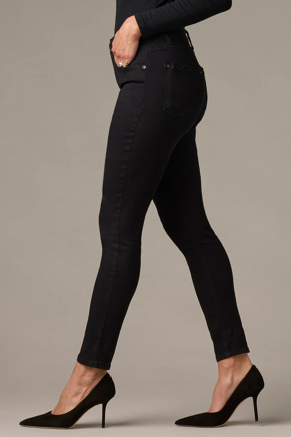 Sophie High Rise Ankle Skinny Jeans in Black - Image 3