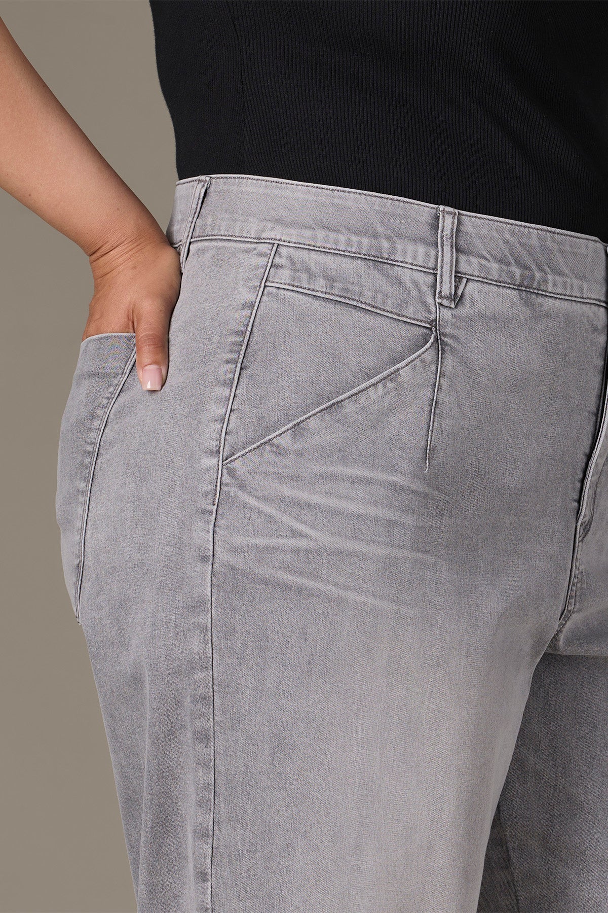 Wyatt Skyrise Wide Leg Plus Size Jeans in Grey - Image 4